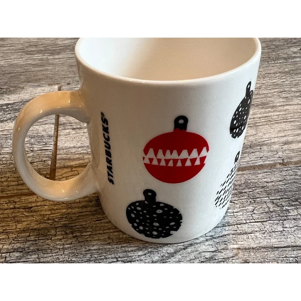 STARBUCKS Ornament Christmas‎ Coffee Tea Cup Mug 12 oz Red Black 2016 Holiday